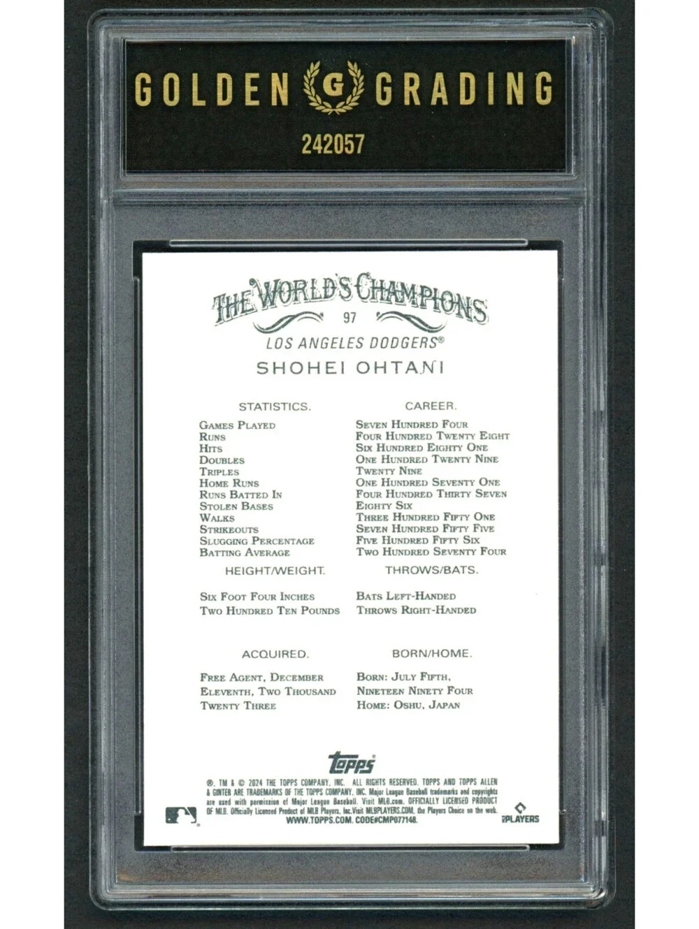 2025 Topps Allen & Ginter Shohei Ohtani 132 Dodgers Graded Gem Mint 10